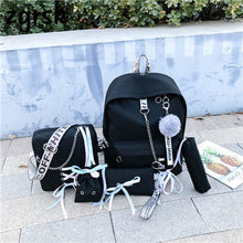 Load image into Gallery viewer, Backpack Canvas 5pcs sets Chain USB Women Backpack Teenager Shoulder Bag Student School Bags