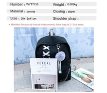 Load image into Gallery viewer, Backpack Canvas 5pcs sets Chain USB Women Backpack Teenager Shoulder Bag Student School Bags