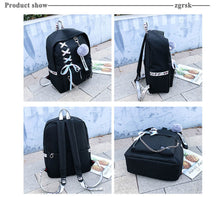 Load image into Gallery viewer, Backpack Canvas 5pcs sets Chain USB Women Backpack Teenager Shoulder Bag Student School Bags