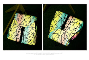 Rainbow Backpack Geometric Lattice Laser Bag Fashion Noctilucent