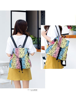 Rainbow Backpack Geometric Lattice Laser Bag Fashion Noctilucent