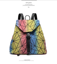 Load image into Gallery viewer, Rainbow Backpack Geometric Lattice Laser Bag Fashion Noctilucent