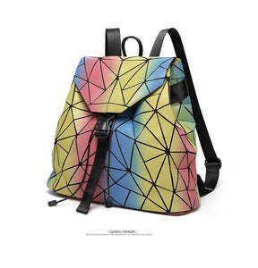 Rainbow Backpack Geometric Lattice Laser Bag Fashion Noctilucent