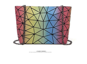 Rainbow Backpack Geometric Lattice Laser Bag Fashion Noctilucent