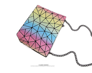 Rainbow Backpack Geometric Lattice Laser Bag Fashion Noctilucent