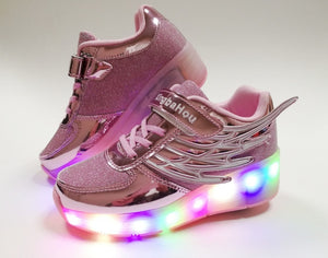 Roller Skate LED Light Shoes For Children Kids Sneakers With Wheels One wheels