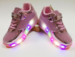 Roller Skate LED Light Shoes For Children Kids Sneakers With Wheels One wheels