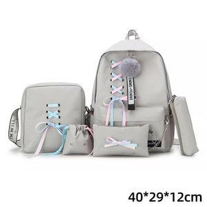 Backpacks Fashion Women 5 Set School Korean Design College School Bags For Teenage Girls Kids Shoulder Bag