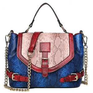 Handbags Luxury Snake Serpentine Shoulder Bag Tote Patchwork