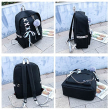 Load image into Gallery viewer, Backpack Canvas 5pcs sets Chain USB Women Backpack Teenager Shoulder Bag Student School Bags